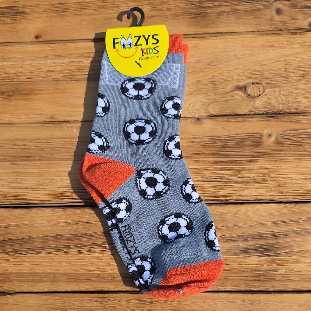 NWT Foozys Kids Soccer Socks - Gray and Orange - Unisex